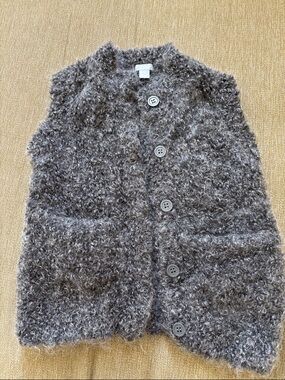 COS Gray Fuzzy Wool blend Knit Kids Vest